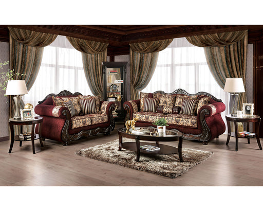 Matteo Sofa + Loveseat - Burgundy/Brown
