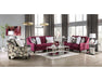 Jillian Sofa + Loveseat - Plum/Ivory/White