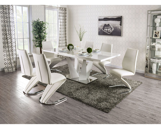 Zain 7 PC. Dining Table Set - White/Chrome
