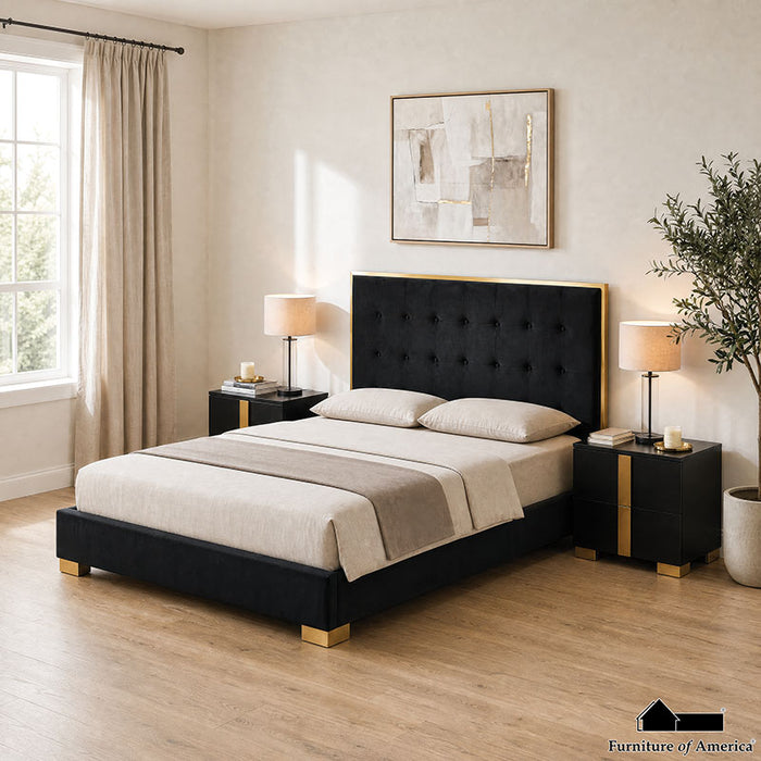 Vastano Bed - Gold/Black / Queen Bed