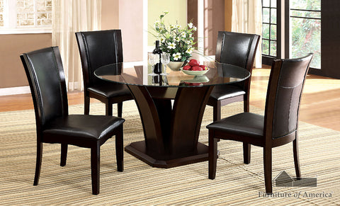 Manhattan Table + 4 Side Chairs - Brown Cherry