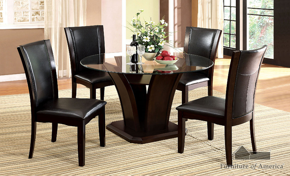 Manhattan Table + 4 Side Chairs - Brown Cherry