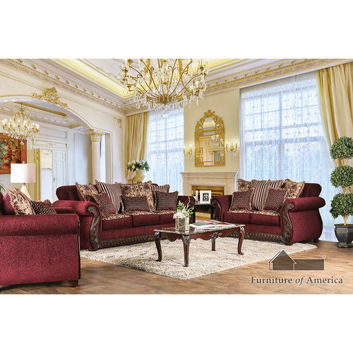 Tabitha Sofa + Loveseat - Wine/Gold