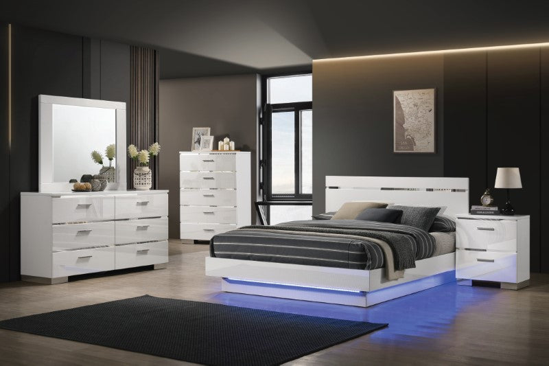 Erlach Bed - King / White/Chrome