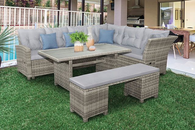 Malia 5 PC. Sectional Set W/ Bench - Gray