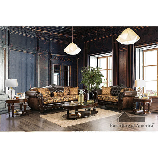 Quirino Sofa + Loveseat - Tan/Dark Brown