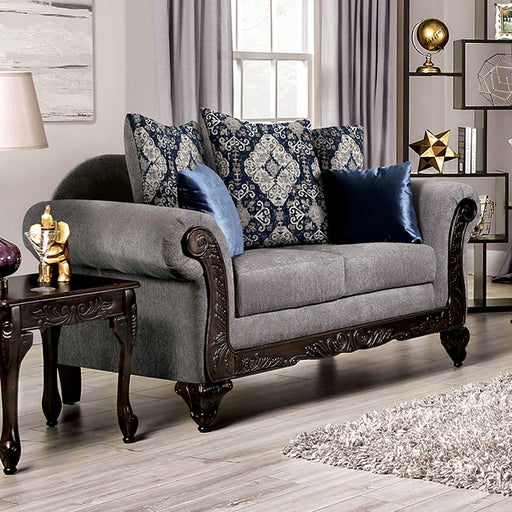 Gustavo Loveseat - Gray/Walnut