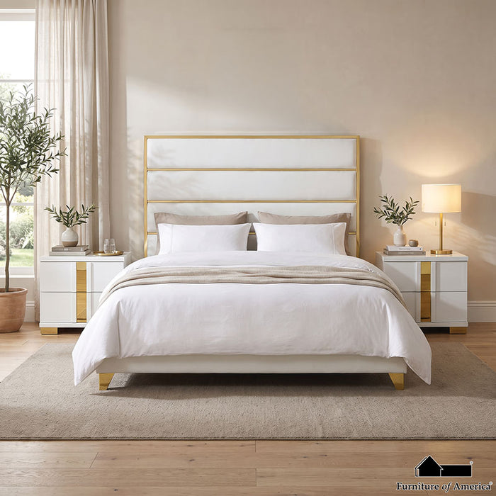 Andriola Bed - King / Gold/White