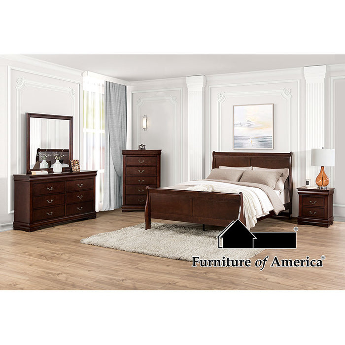 Louis Philippe Bed - Queen / Dark Cherry