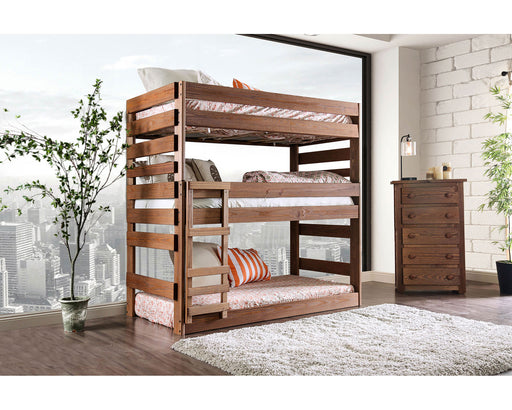 Pollyanna Triple Decker Bed W/ 2 Slat Kits - Mahogany