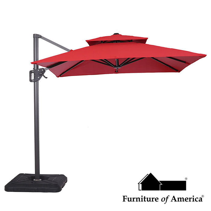 Fida **oversize** 8FT Square Umbrella W/ Double Top - Red