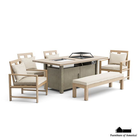 Bordeaux 6 PC. Dining Set - Natural/Light Gray/Beige