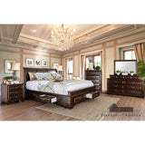 Brandt Bed + 2NS + Dresser + Mirror - Brown Cherry