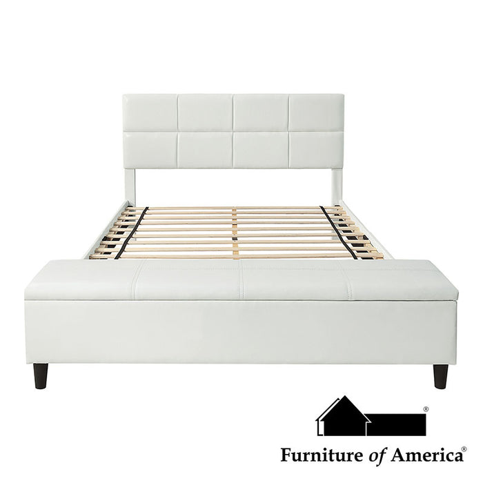 Bed White Platform Bed With Storage Bench - Full
