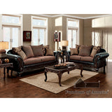 San Roque Sofa + Loveseat - Crosshatch Brown/Espresso/Dark Cherry
