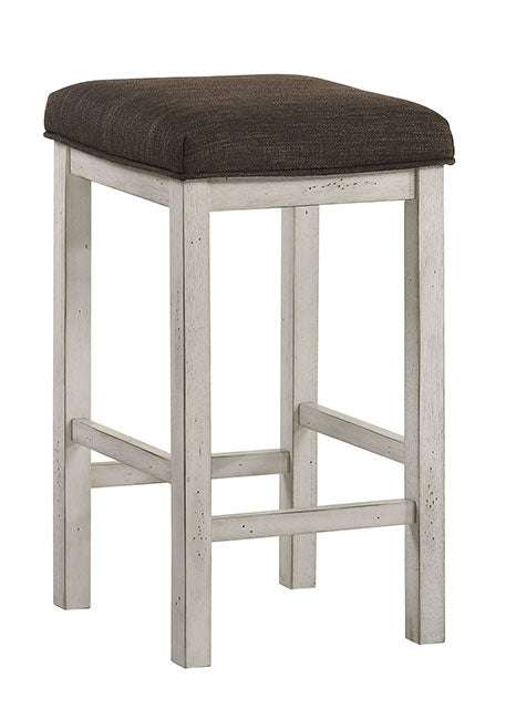 Bingham Counter Ht Stool W/ Fabric Upholstered Seats - Antique White/Dark Brown