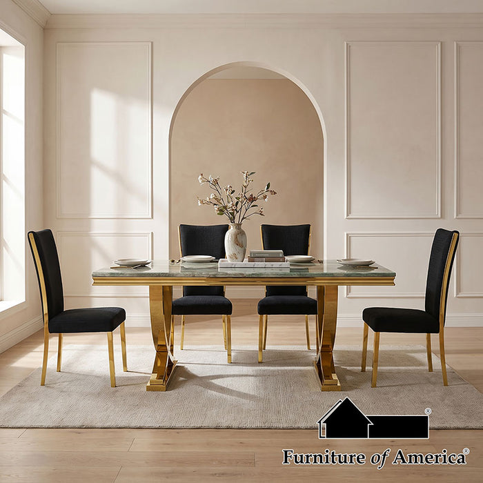 Wadenstil 5 PC. Dining Table Set - Gold/Green/Black / 5 PC. Dining Table Set (CM3295GDGR-T-5PC-BK)