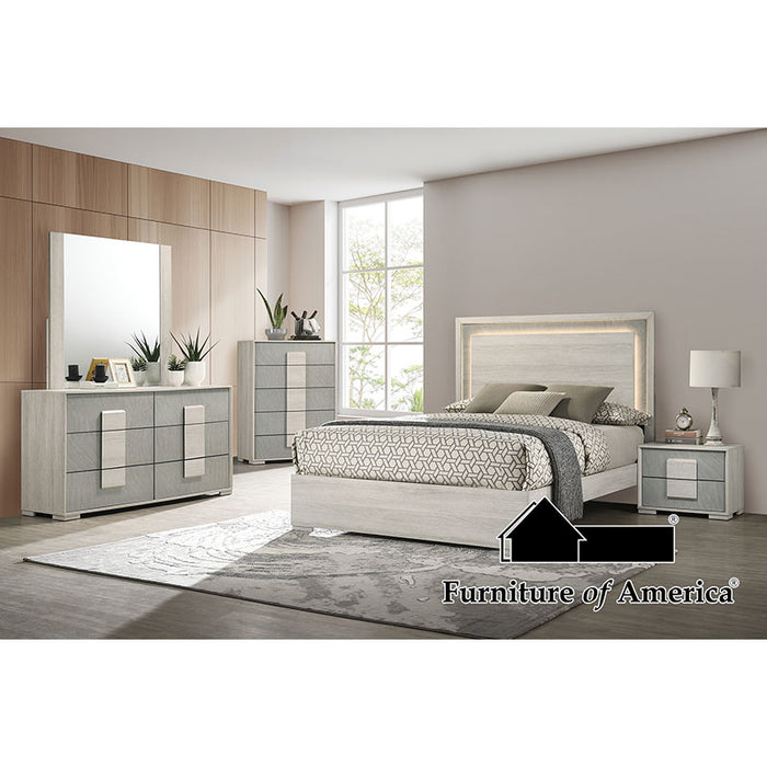 Lincolt Bed - White Wash/Stone Gray - Queen