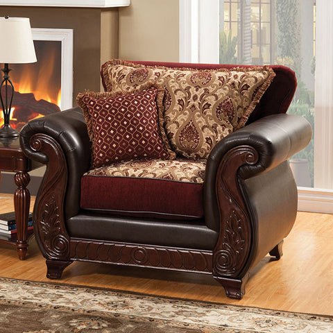 Sofá y loveseat Franklin - borgoña/espresso