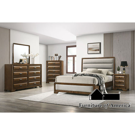 Caerwys Bed + 2NS + Dresser + Mirror - Brown/Light Gray