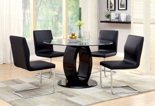 Lodia I Round Table W/ Glass Top - Black