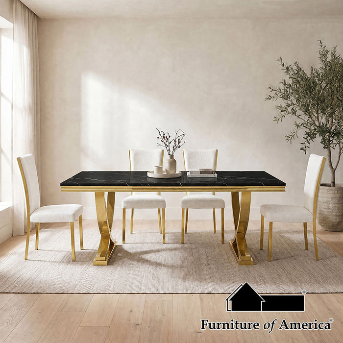 Wadenstil 5 PC. Dining Table Set - Gold/Black/White / 5 PC. Dining Table Set