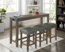Caerleon 4PC Counter Height Table Set With 1PC Usb Plug - Wire-Brushed Gray/Gray