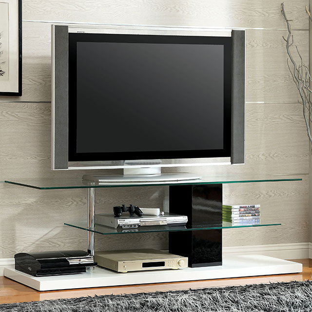 Neapoli 63 Glass Top Tv Console - Black/White