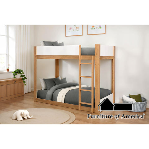 Terri /Bunk Bed W/ 6" Mattress - White/Natural