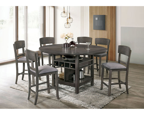 Mesa de comedor redonda altura mostrador Stacie - gris