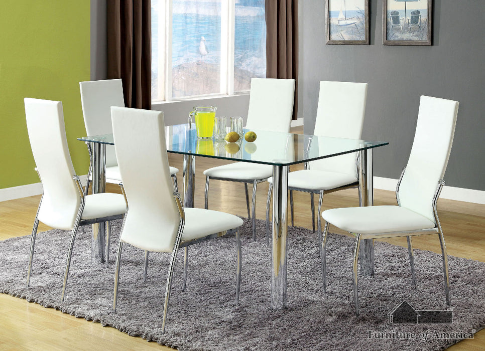 Kalawao Table + 6 Chairs - Chrome/White