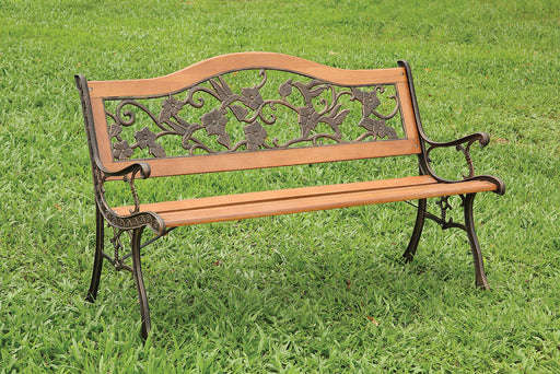 Alba Patio Wooden Bench - Antique Oak/Black