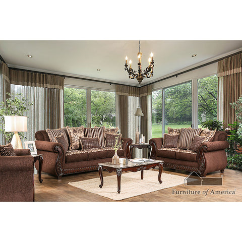 Tabitha Sofa + Loveseat - Brown/Gold