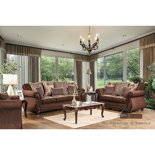 Tabitha Sofa + Loveseat - Brown/Gold