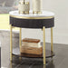 Koblenz Round End Table W/ 18MM White Faux Marble Top & 1PC Drawer - Dark Walnut