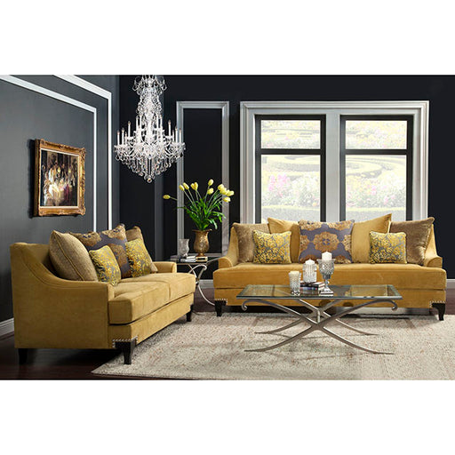 Viscontti Sofa + Loveseat - Gold/Gray