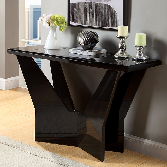 Dubendorf Sofa Table W/ 6MM Black Tempered Glass - Black