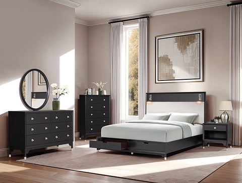 Torrance Bed W/ Storage Footboard - Black