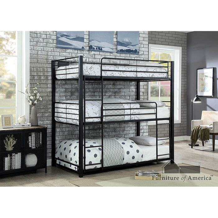 Olga I Metal Triple Decker Bed - Sand Black - Twin