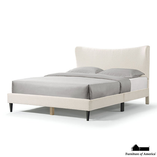 Bed Bed Frame With Boucle Wingback Headboard White