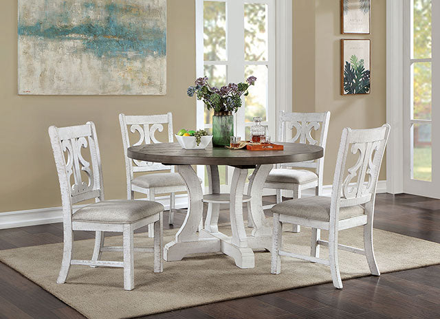 Auletta 5 PC. Round Dining Table Set - Distressed White/Gray