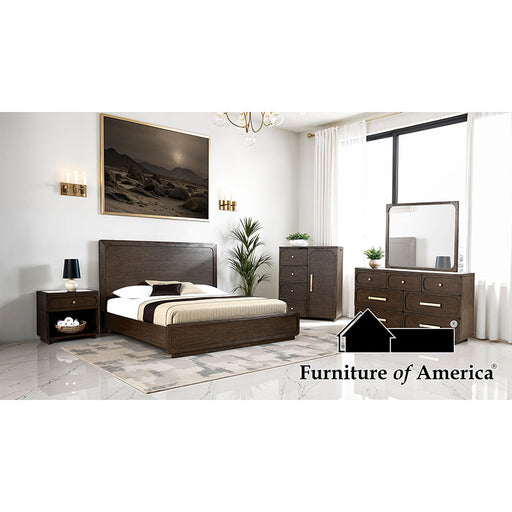 Vellara Wood Panel Bed - Dark Walnut