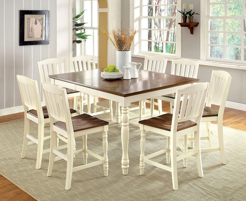 Harrisburg II Counter HT. Table - Vintage White/Dark Oak