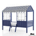 Blue/White Kids House Bed With Canopy