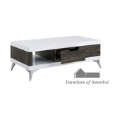 Corinne Coffee Table - White/Distressed Dark Oak
