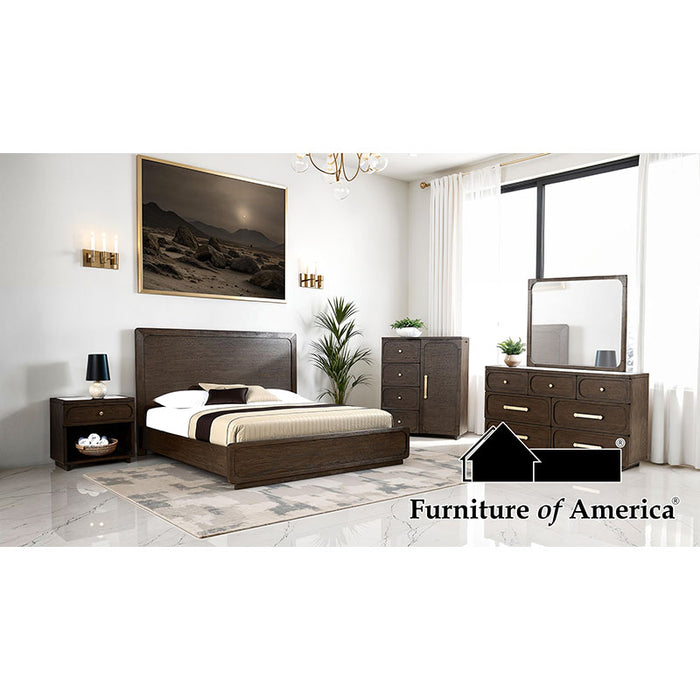 Vellara E. Wood Panel Bed - Dark Walnut