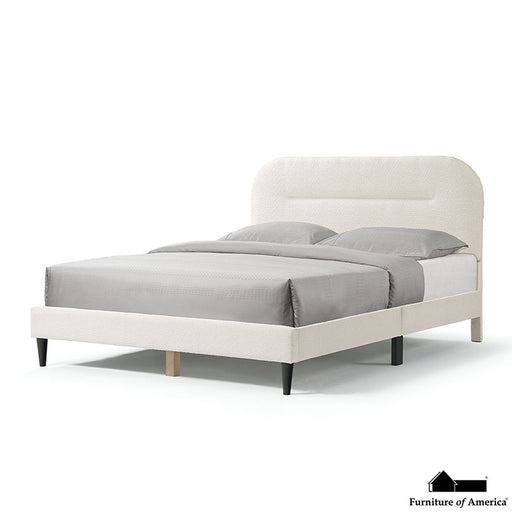Bed Boucle With Rounded Headboard White
