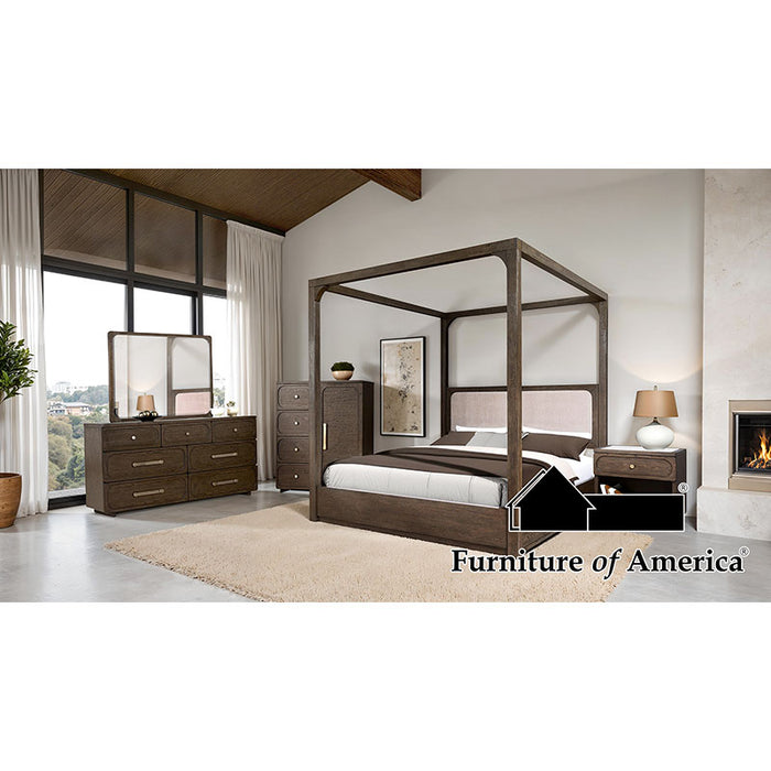 Vellara Canopy Bed - Dark Walnut - Queen