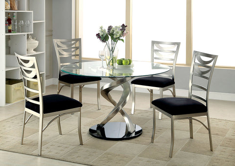 Mesa de comedor redonda Roxo - plateado/negro