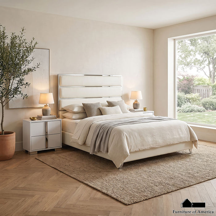 Andriola Bed - King / Chrome/White